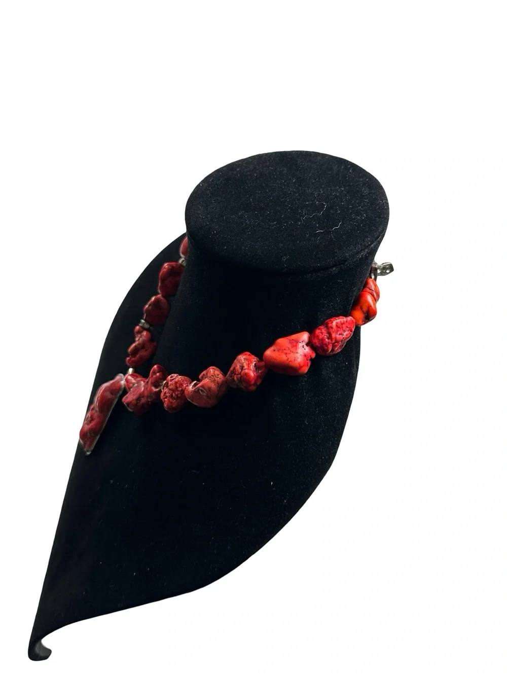 Vtg Brighton Chunky Red Howlite Turquoise Necklace Bracelet Set Signed 18” 7”